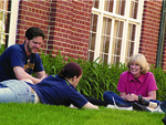 Outdoor Conversation in Front of McKenna Chapel by Asbury Theological Seminary Communications