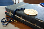 The Presidential Medal on Top of a Closed Bible in Estes Chapel - 3 by Asbury Theological Seminary Communications