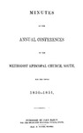 1850-1851 Minutes of the Annual Conferences of the Methodist Episcopal Church, South, for the Years 1850-1851