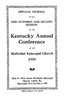 1928 Official Journal of the Kentucky Annual Conference of the Methodist Episcopal Church: The One Hundred and Second Session