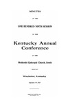1929 Minutes of the One Hundred Ninth Session of the Kentucky Annual Conference of the Methodist Episcopal Church, South by Methodist Episcopal Church, South