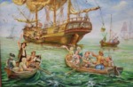 Colonists preparing to sail to Georgia by Richard Douglas
